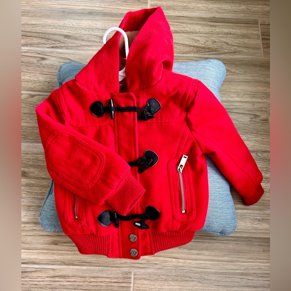 Dollhouse Red toggle coat with hood